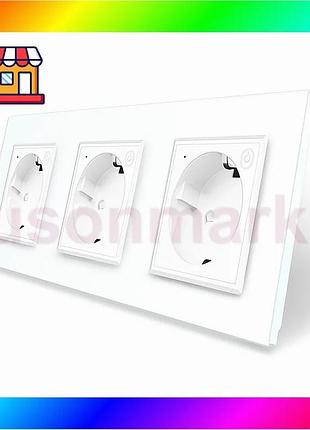 Bs трехместная умная розетка best mix zigbee с заземлением livolo белый (vl-c7fctc16az-6wp) bas77/n