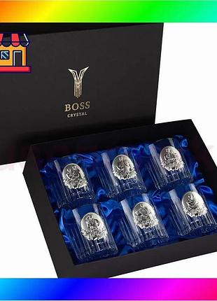 Bs набор бокалов для best mix виски козаки boss crystal (6 бокалов) хрусталь декорирован серебром bas77/n