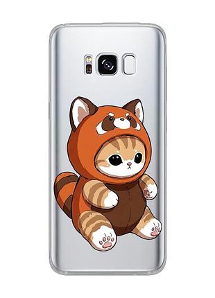 Прозрачный чехол для samsung s8 котик панда (принт 423)