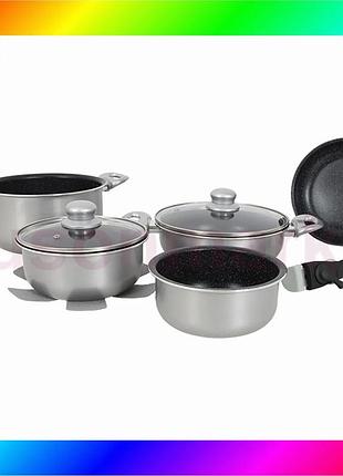 Bs набір посуду gimex best mix cookware set induction 8 предметів silver (6977227) bas77/n