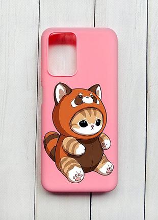 Матовий чохол на xiaomi redmi 10 рожевий котик панда (принт 423)