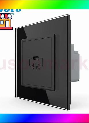 Bs розетка usb type-c best mix с power delivery 45w livolo черный (vl-c7-fcuc-2bp) bas77/n