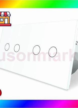 Bs умный сенсорный zigbee best mix выключатель 4 сенсора (2-2) livolo белое стекло (vl-c702z/c702z-11) bas77/n