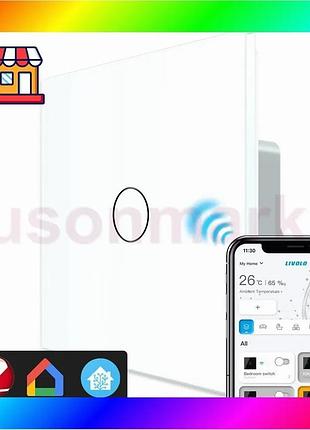 Bs розумний сенсорний прохідний/перехресний best mix zigbee вимикач 1 сенсор livolo білий скло (vl-c7f bas77/n