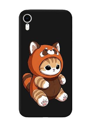Матовый черный чехол на apple iphone xr котик панда (принт 423)