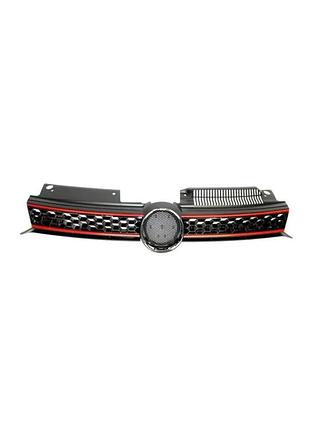 Решетка радиатора volkswagen golf 6 2009-2012 gti, черная/красная, avtm, 1895349909