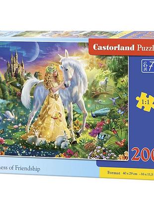 Пазлы castorland 200 элементов развивающие нежная дружба единорог принцесса для девочек 7+ лет 40x29 см