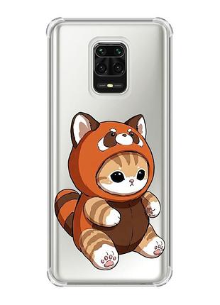 Чохол з потовщеними кутами на xiaomi redmi note 9 pro/ 9s/ 9 pro max котик панда (принт 423)