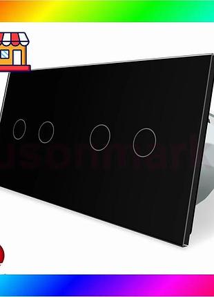 Bs умный сенсорный zigbee best mix выключатель 4 сенсора (2-2) livolo черное стекло (vl-c702z/c702z-12 bas77/n