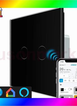 Bs умный сенсорный zigbee best mix выключатель 2 сенсора livolo черное стекло (vl-c702z-12) bas77/n