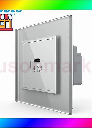 Bs розетка usb type-c best mix с power delivery 45w livolo серый (vl-c7-fcuc-2ip) bas77/n