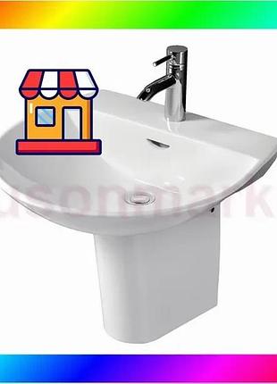Bs раковина с полуножкой best mix rak ceramics reserva 55x18.5x50.5см (rak0027) белый bas77/n