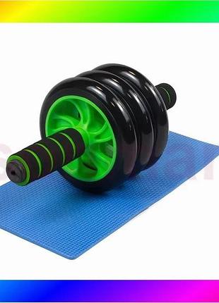 Bs ролик для пресса best mix easyfit с ковриком зеленый (3 колеса) bas77/n