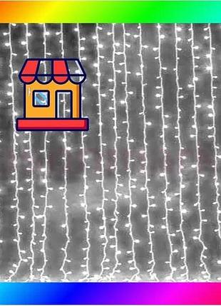 Bs гірлянда штора водоспад best mix 3х2 м 280 led (прозорий шнур з перехідником) біле світло bas77/n