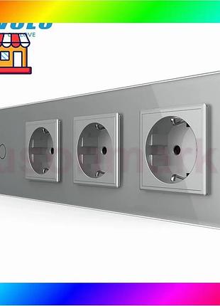 Bs сенсорный выключатель 1 best mix сенсор 3 розетки livolo серое стекло (vl-c701/c7c3eu-15) bas77/n
