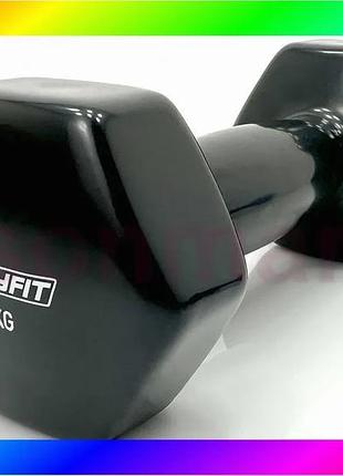Bs гантель для фітнесу best mix 3.0 кг easyfit із вініловим покриттям чорна bas77/n