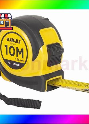 Bs рулетка гумова compact best mix двостороннє полотно/зачіп 10м×25мм sigma (3814681) bas77/n