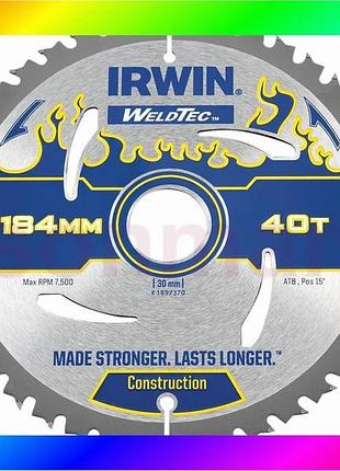Bs диск по дереву best mix weldtec для ручних циркулярних пилок ø184x30 мм 40t, irwin 1897370 bas77/n