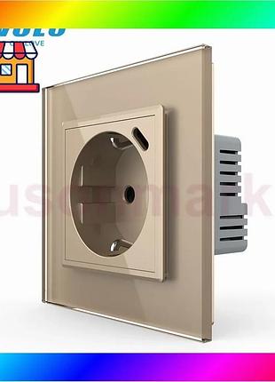 Bs электрическая розетка с best mix usb type-c 18вт для зарядки, с заземлением, livolo, золотая, стекл bas77/n