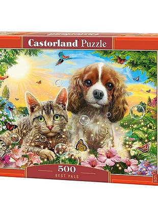 Пазл головоломка 500 деталей castorland яркие животные кошка и собака лучшие друзья для всей семьи