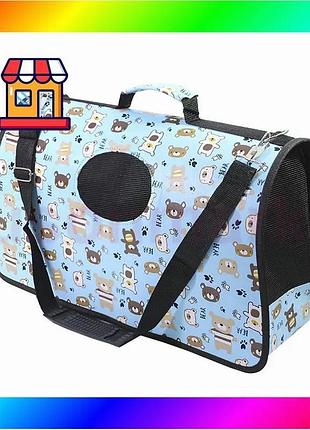 Bs сумка-переноска для кошек best mix taotaopets 243307 52*22*29 см bear blue bas77/n