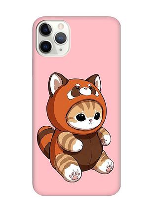 Матовий рожевий чохол на iphone 11 pro (5.8) котик панда (принт 423)