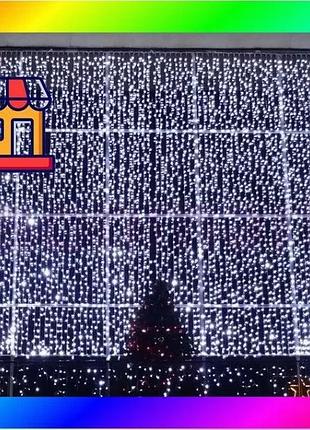 Bs гирлянда штора занавес best mix водопад 3х3 м 280 led большая лампа 3d (белый шнур, с переходником) bas77/n