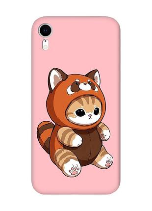 Матовий рожевий чохол на apple iphone xr котик панда (принт 423)