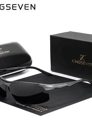 Брендовые мужские солнцезащитные поляризационные очки kingseven спорт серые более высокий уровень защиты uv400 сріблясті