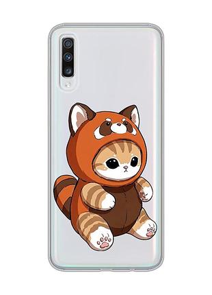 Прозрачный чехол на samsung galaxy a70 (2019)/a705 котик панда (принт 423)