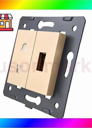 Bs розетка livolo универсальная best mix + usb зарядка 5v 2.1a, золотая, 16а 230в, со шторками, модуль bas77/n
