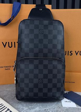 Louis vuitton avenue slingbag damier чоловічий слінг рюкзак шкіра оригінал