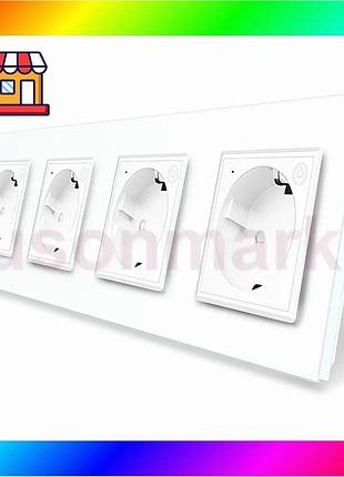 Bs четырехместная умная розетка best mix zigbee с заземлением livolo белый (vl-c7fctc16az-8wp) bas77/n
