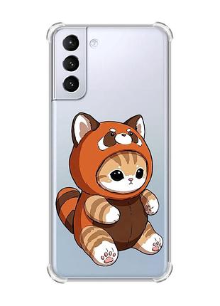 Чохол з потовщеними кутами на samsung galaxy s21 (g991) котик панда (принт 423)