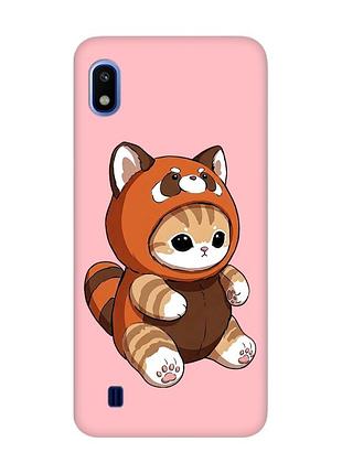Матовий рожевий чохол на samsung galaxy a10 (2019) a105 котик панда (принт 423)