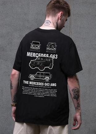 Мужская оверсайз футболка черная с принтом g63 хлопковая streetwear