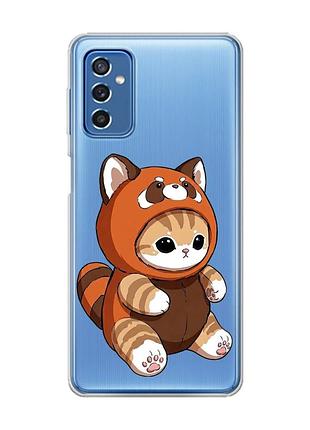 Прозрачный чехол на samsung galaxy m52 котик панда (принт 423)