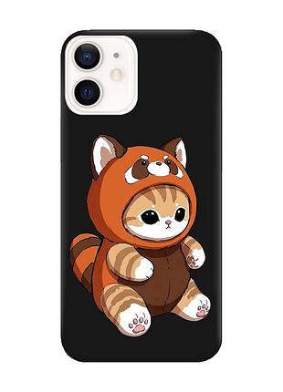 Матовий чорний чохол на apple iphone 12 / 12 pro (6.1) котик панда (принт 423)