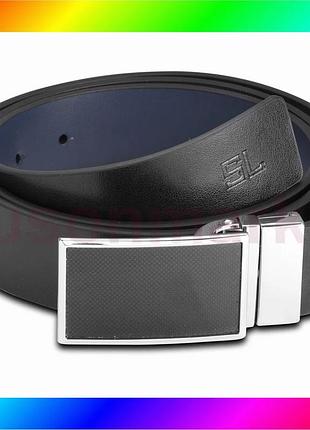 Bs ремень мужской кожаный best mix semi line black/blue (p8234-0 m) bas77/n