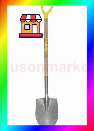 Bs лопата штыковая mastertool best mix 205×280×1200 мм молотковая покраска с деревянной ручкой и древк bas77/n