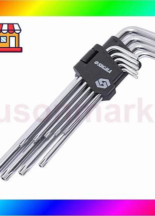 Bs ключи torx 9шт best mix t10-t50мм crv (длинные с отверстием) sigma (4022231) bas77/n