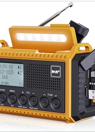 Портативное ручное радио dab/dab+/fm 5000 мач, динамическое радио с питанием от внешнего аккумулятора, фонарь.