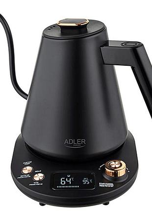 Электрический чайник adler ad 1349, 1 л, регулировка температуры 40–100°c, поддержание тепла, led дисплей, 2200 вт