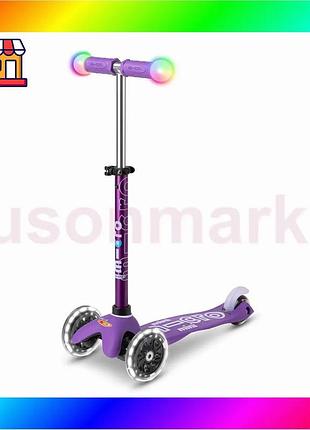 Bs самокат micro серии best mix "mini deluxe magic" – фиолетовый (до 50 kg, трехколесный, свет) bas77/n