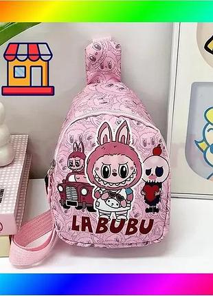 Bs розовая плечeвая сумка best mix labubu kawaii monsters с регулируемым ремнём — компактная кроссбоди bas77/n