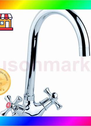 Bs змішувач pl 1/2" best mix для кухні гусак високий вухо на гайці aquatica pl-4b455c (9777130) bas77/n