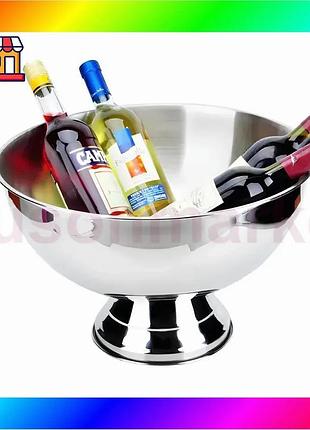 Bs кулер для шампанского best mix resteq из нержавеющей стали 40×25 см – ведро для льда с хромированны bas77/n