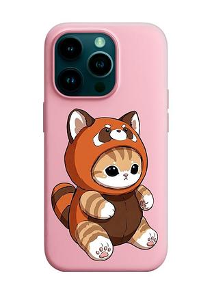 Матовий рожевий чохол на apple iphone 14 pro котик панда (принт 423)