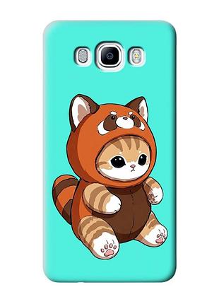 Матовий бірюзовий чохол на samsung galaxy j7(2016) j710 котик панда (принт 423)
