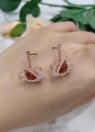 Набор кулон и серьги swarovski swan